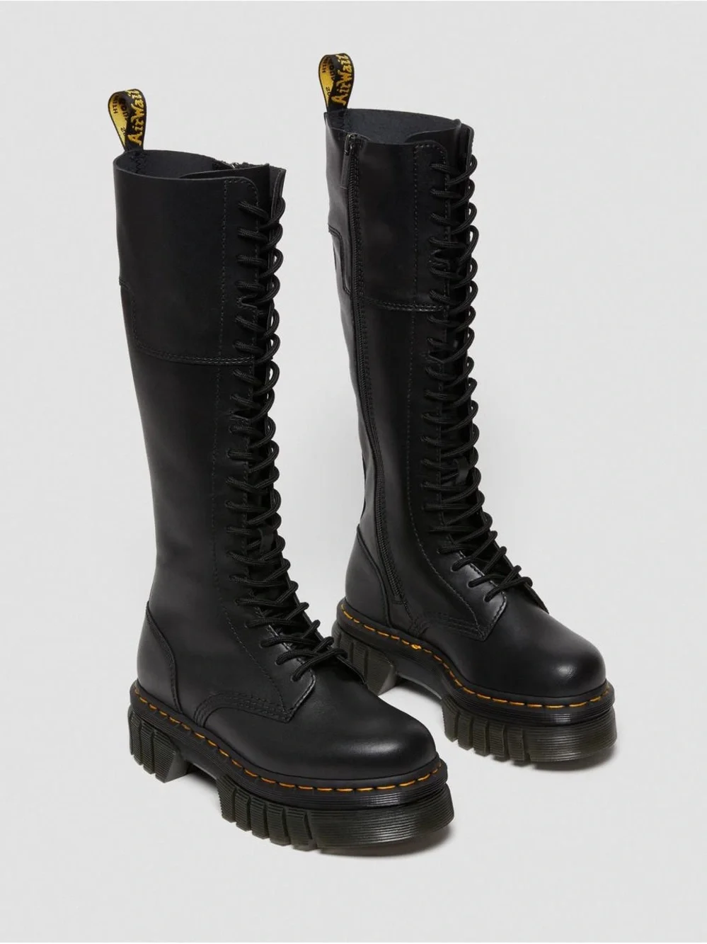 Dr. Martens AUDRICK 20-EYE LEATHER KNEE HIGH PLATFORM BOOTS
